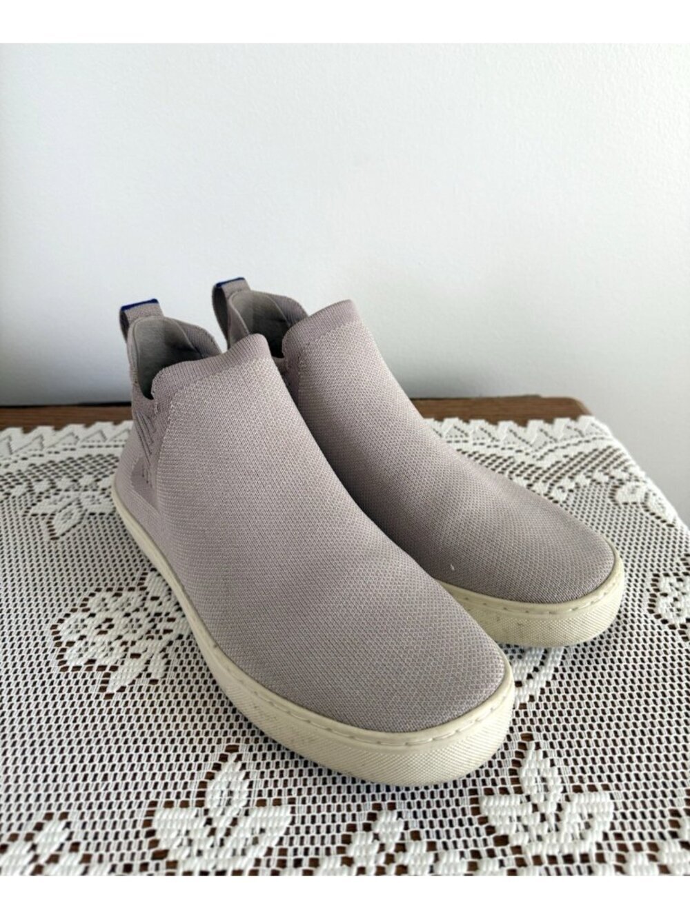 Rothy’s Chelsea Knit Sneaker Boot Lilac Gray Slip On Comfort Casual Size 8